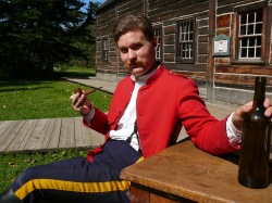 North West Mounted Police Officer, 1885 street at Fort Edmonton, from the Mountie Strike Program in 2012.