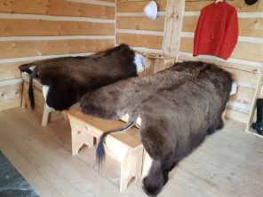 Bison hides on the beds in the men's quarters. (I was playing a game of "spot the bison artifacts".)